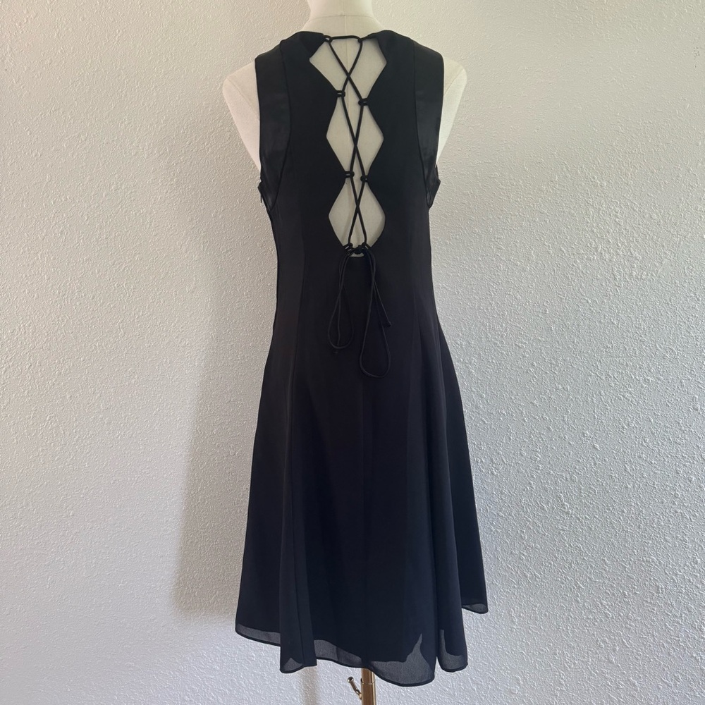 Witchy whimsigoth 90s corset back Black Lace Up Back Cocktail Dress Made in USA